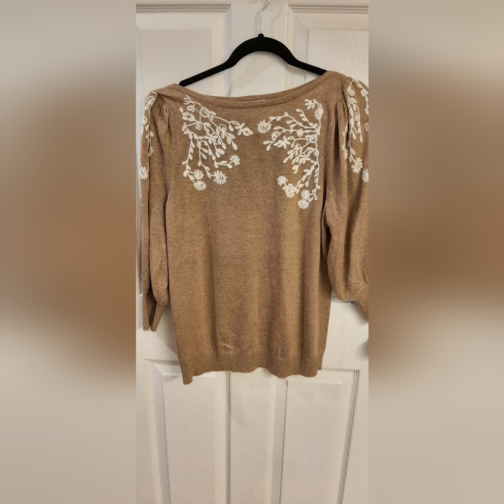 Rain and Rose Three Quarter Puff Sleeve Sweater